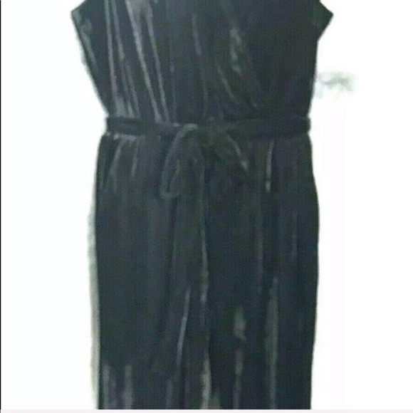 NY Collection Jumpsuit Black Velvet Jumpsuit - Picture 6 of 8